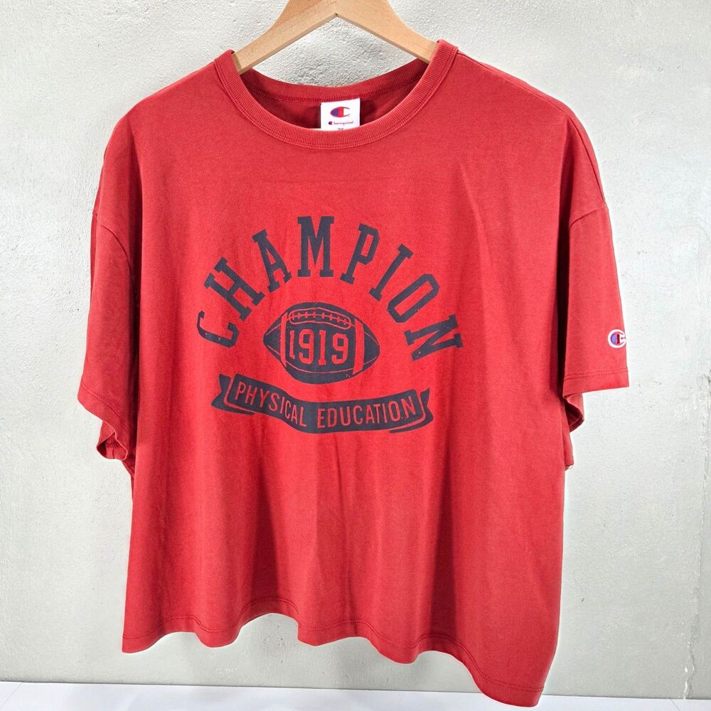 Champion Women’s Rec Center Cropped Graphic Tee Red NWT Sz 2X